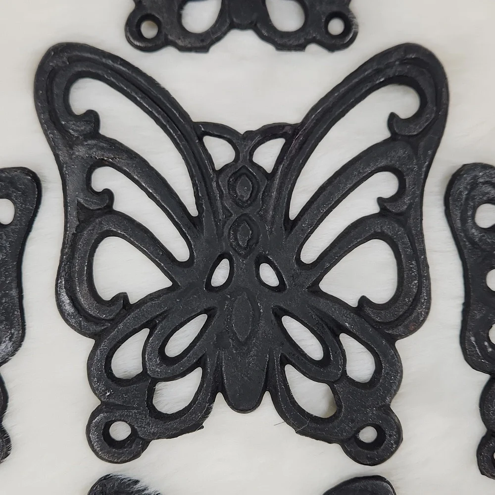 IRON Butterflies, Set of 5 Trivets, Vintage 70s Taiwanese